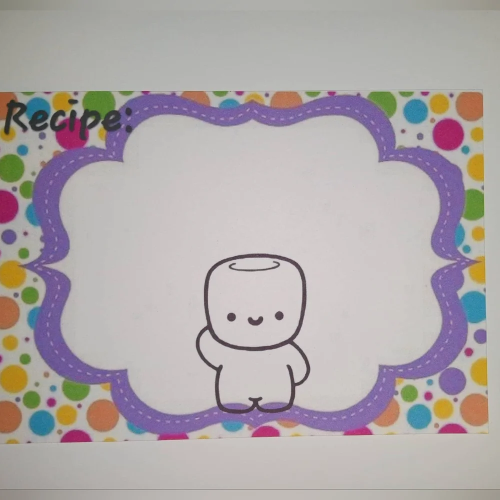 16 Cute Handmade OOAK Custom  Marshmellow@Studio Recipe Cards Bright 4x6 Gift
